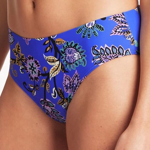 NWT New Sea Level Carnivale Floral High-Waisted Blue Swim Bikini Bottom 10 - Picture 2 of 15